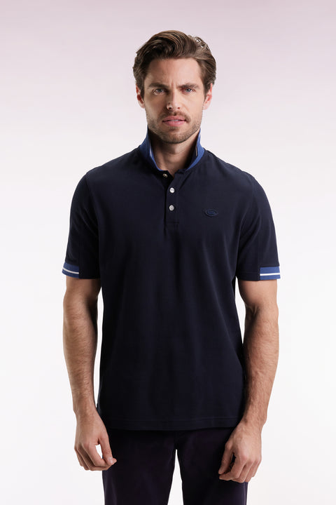 Polo à manches courtes marine coupe ample - Image 1