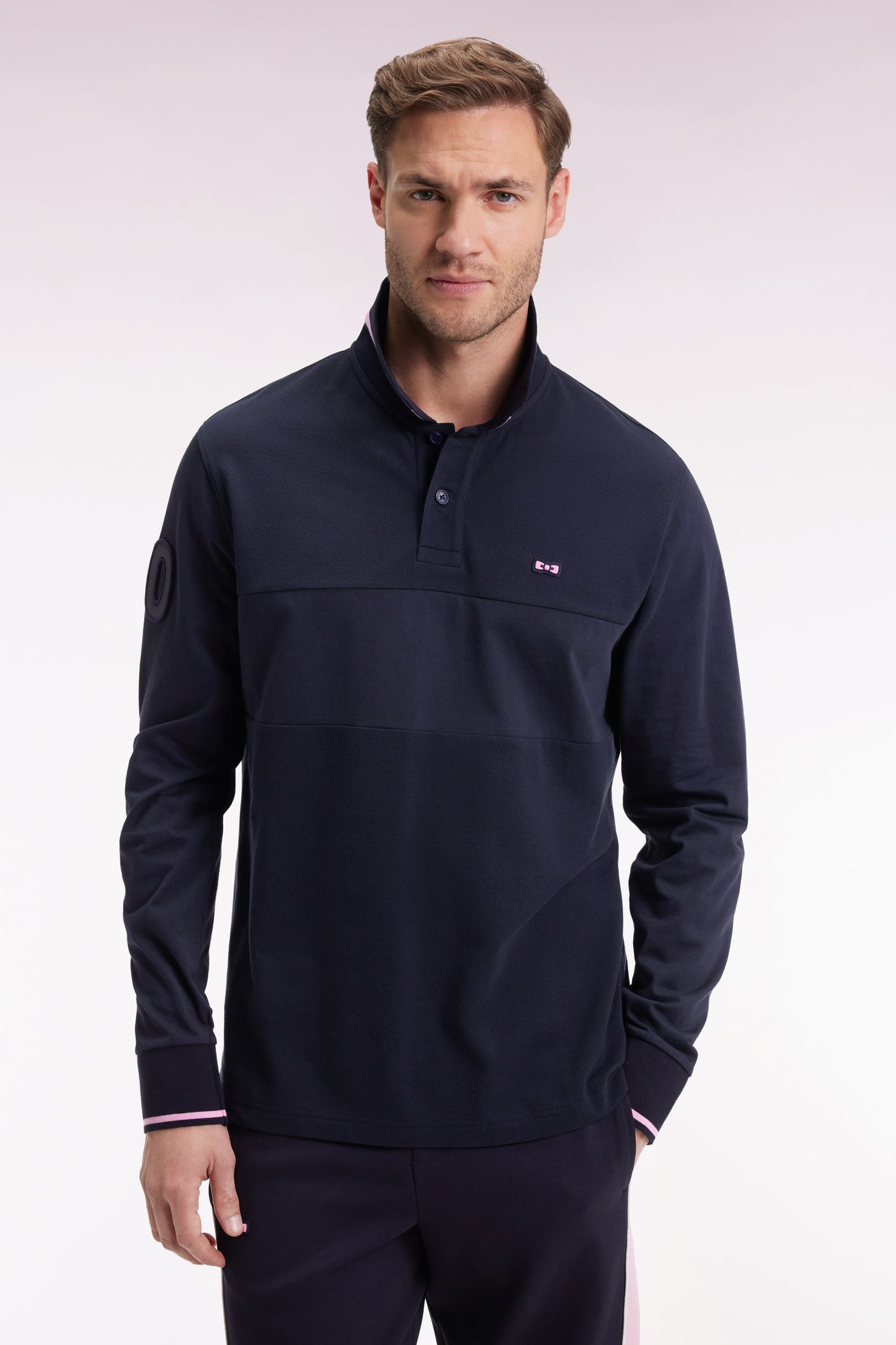 Long-sleeved polo shirt navy embroidery 10 Relaxed cut