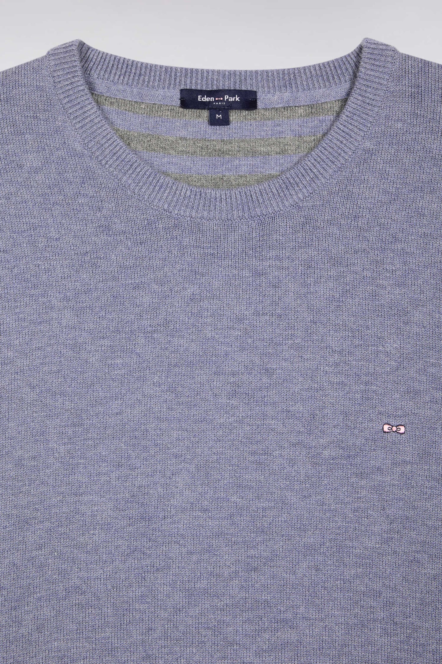 Blue wool and cotton round-neck sweater