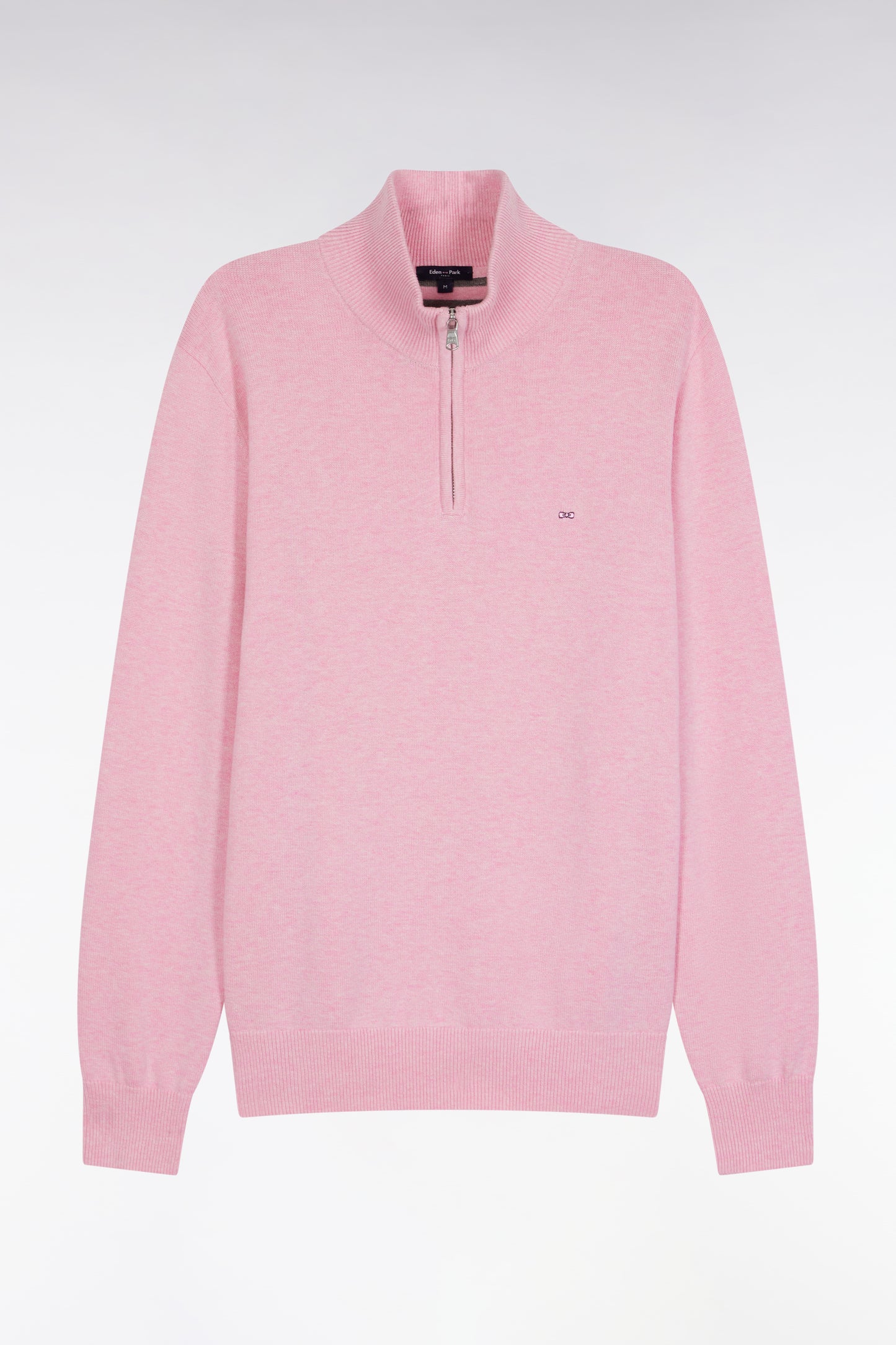 Pull col camionneur en laine et coton rose