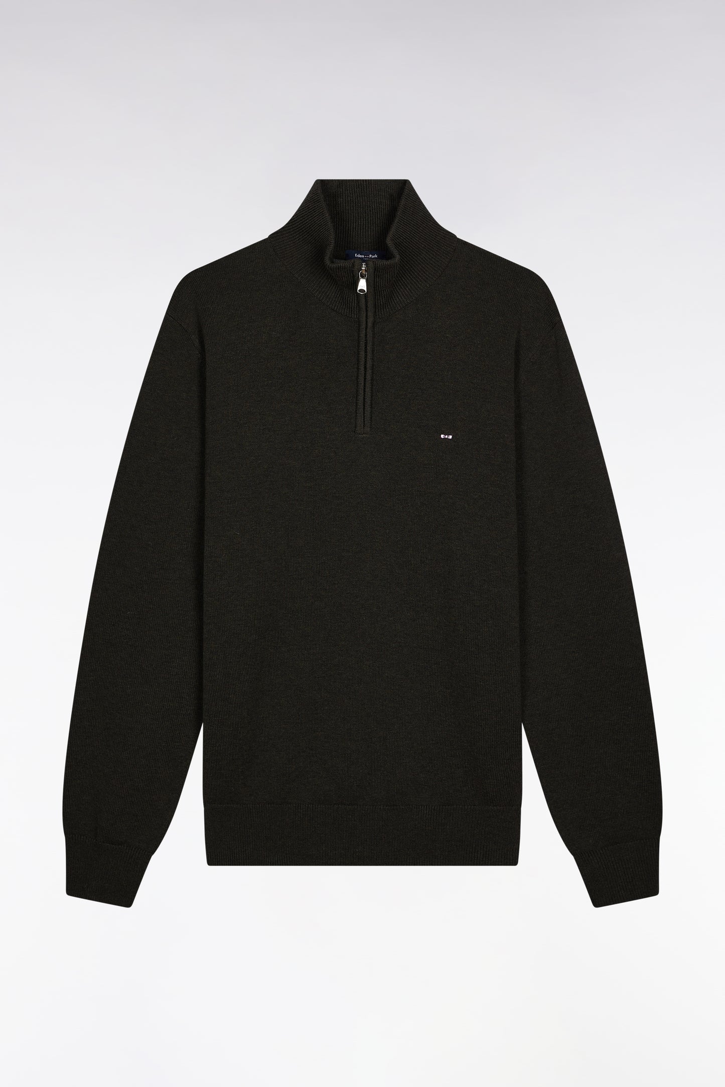 Pull col camionneur en laine et coton vert bouteille