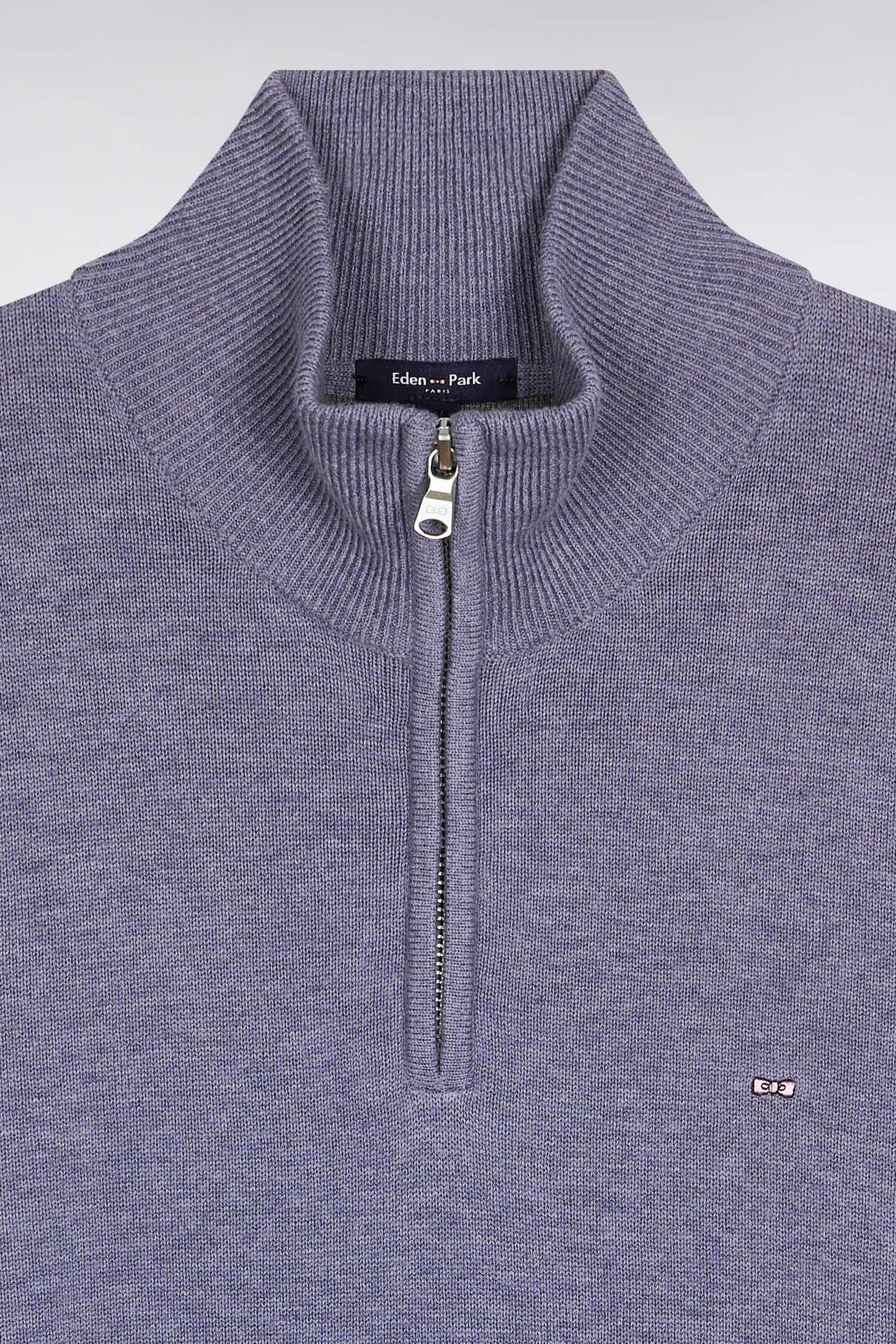 Pull col camionneur en laine et coton bleu gris