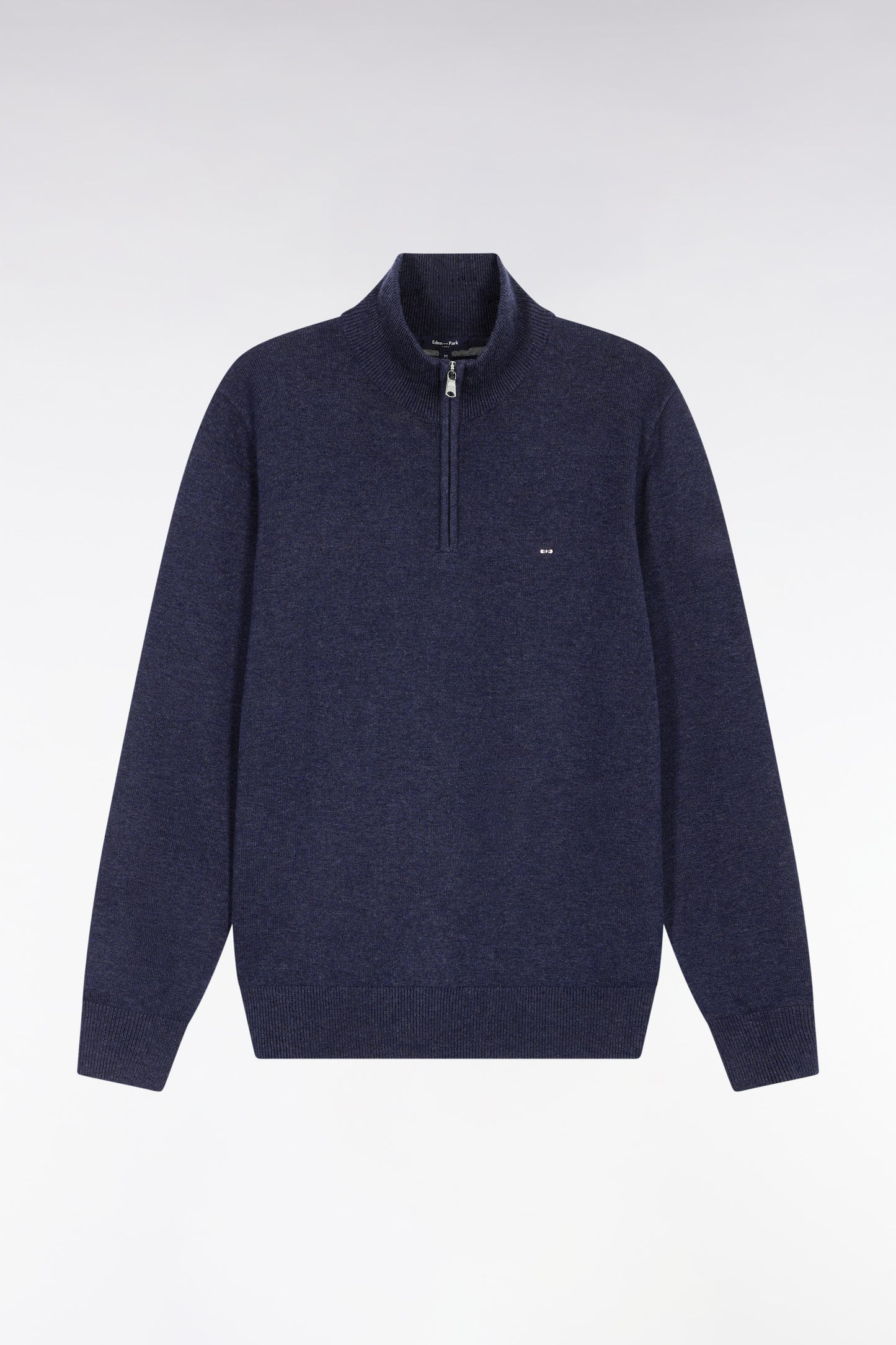 Pull col camionneur en laine et coton bleu