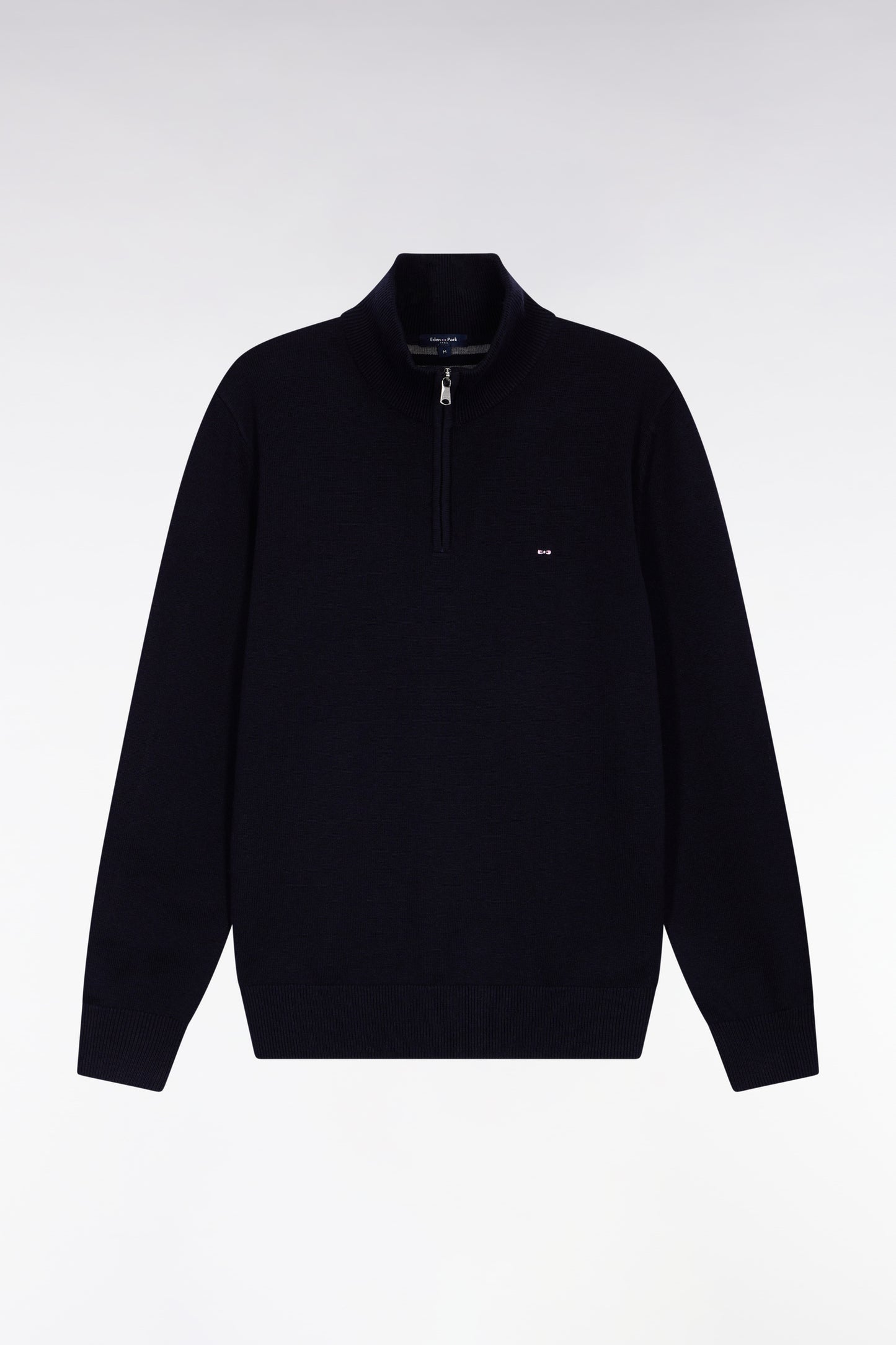 Pull col camionneur en laine et coton bleu foncé