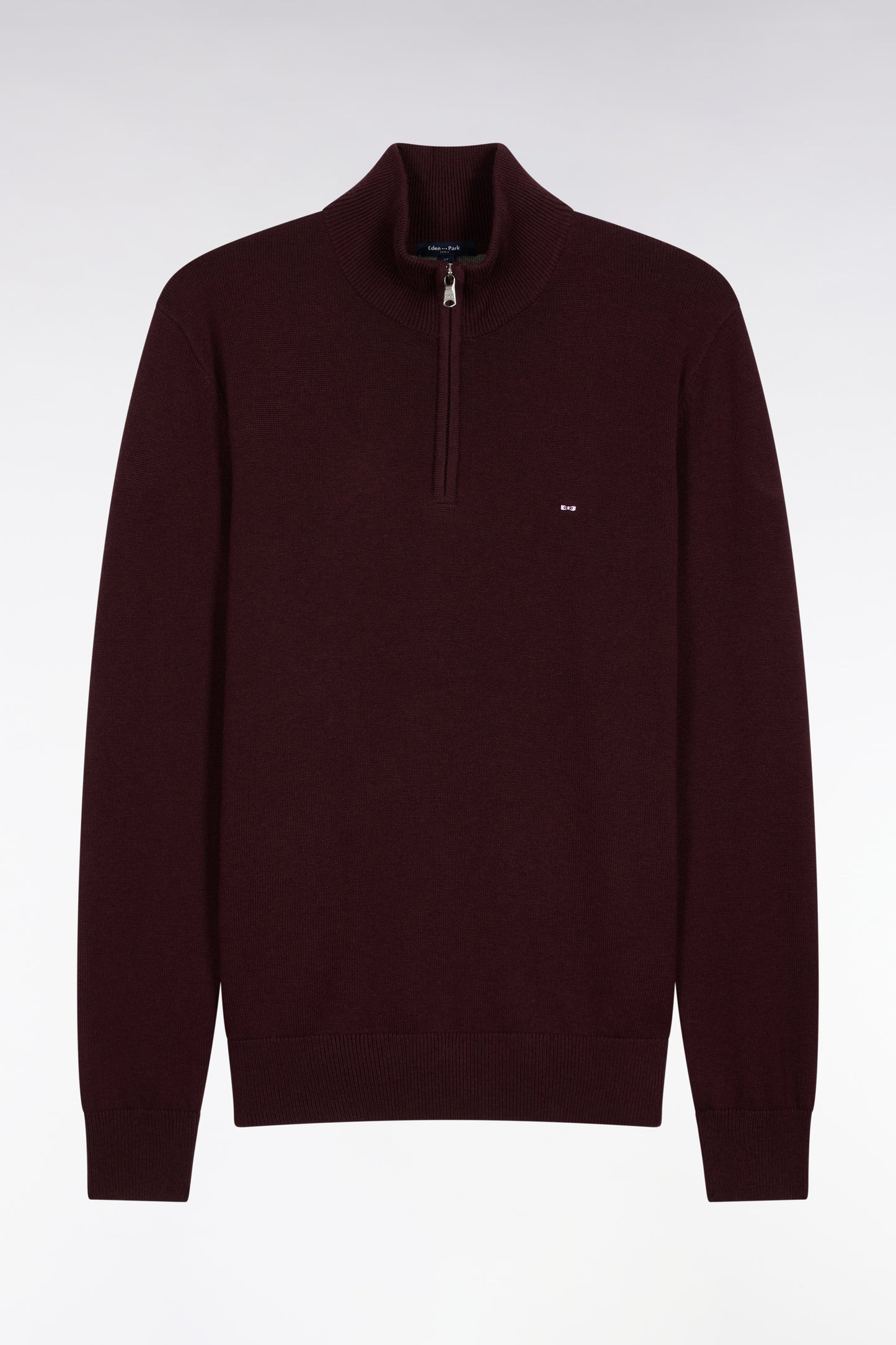 Pull col camionneur en laine et coton bordeaux