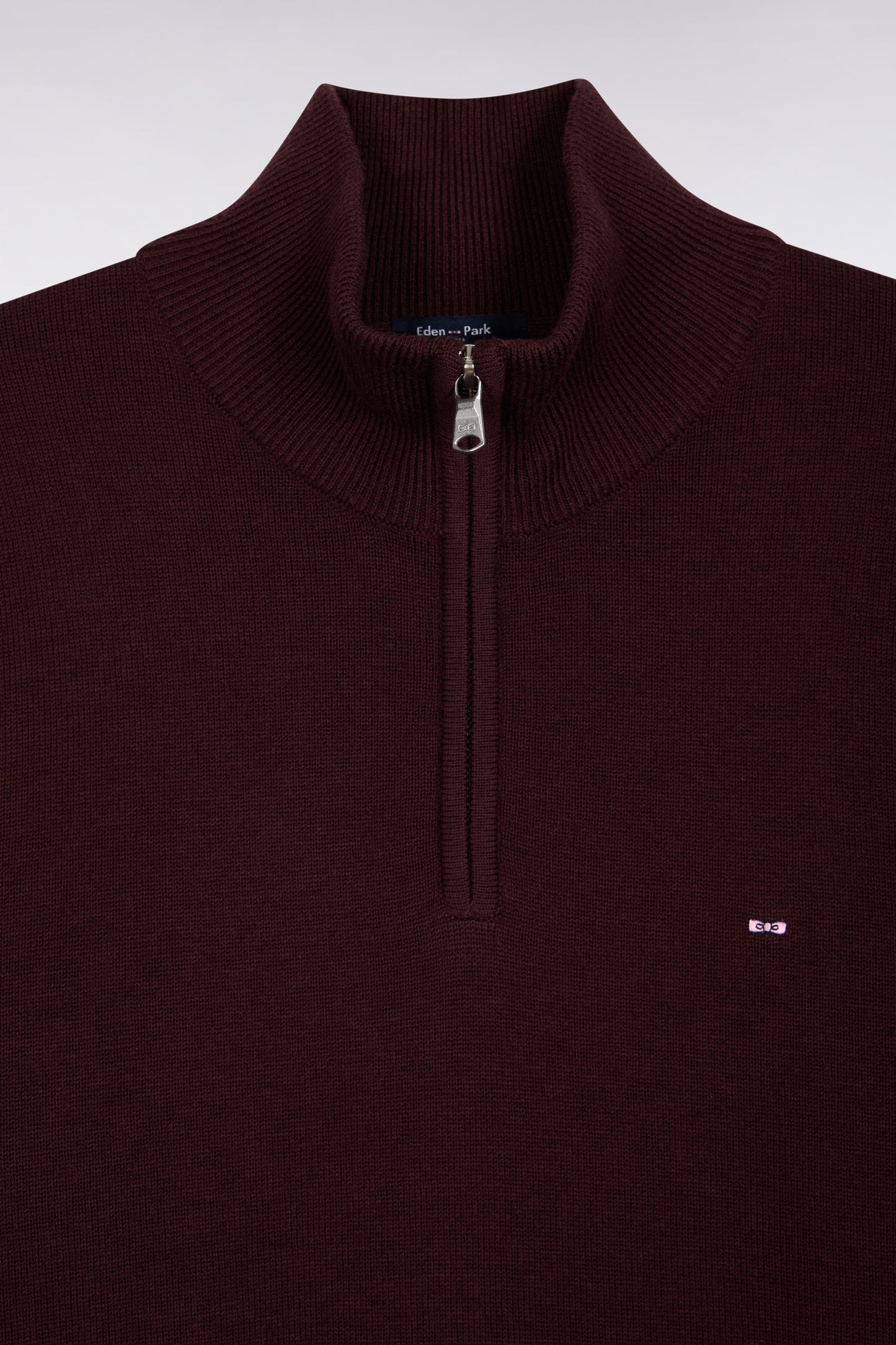 Pull col camionneur en laine et coton bordeaux