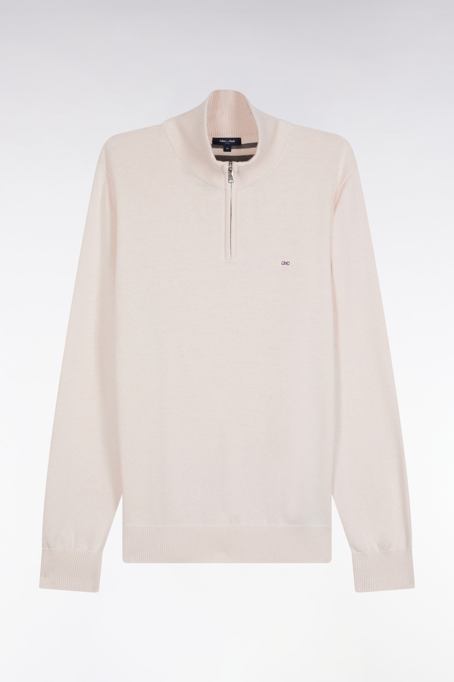 Pull col camionneur en laine et coton écru