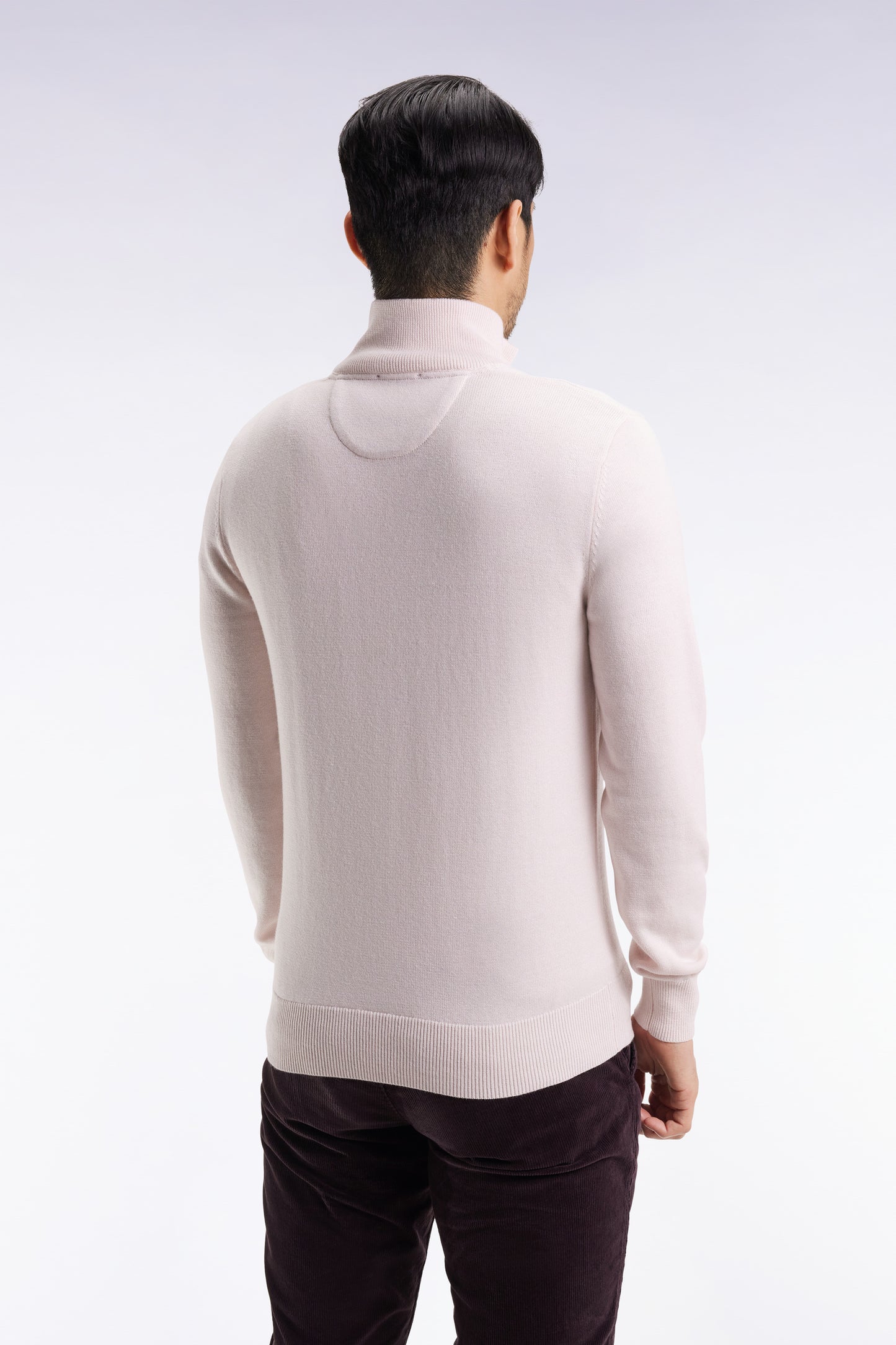 Pull col camionneur en laine et coton écru