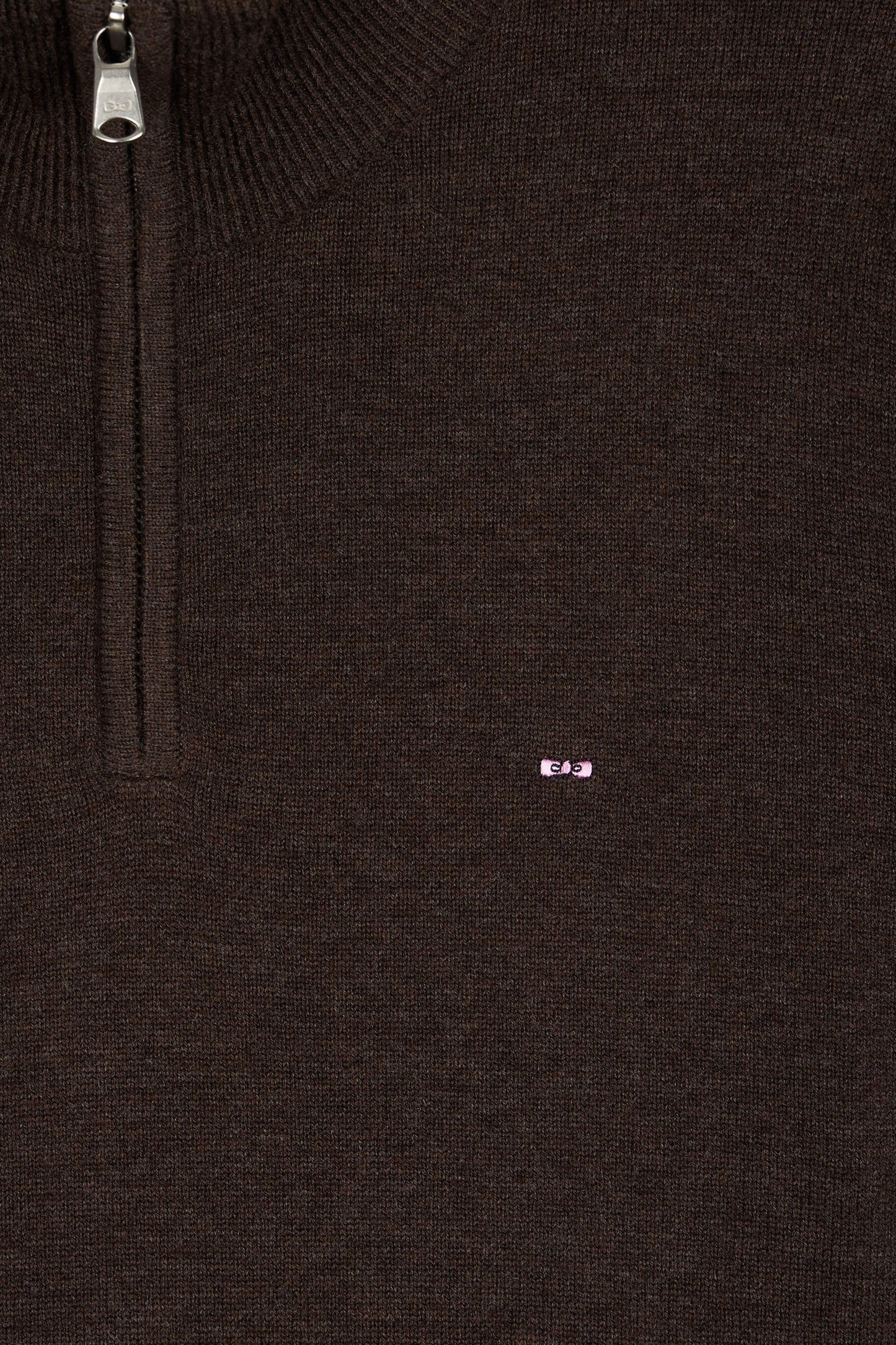 Pull col camionneur en laine et coton marron