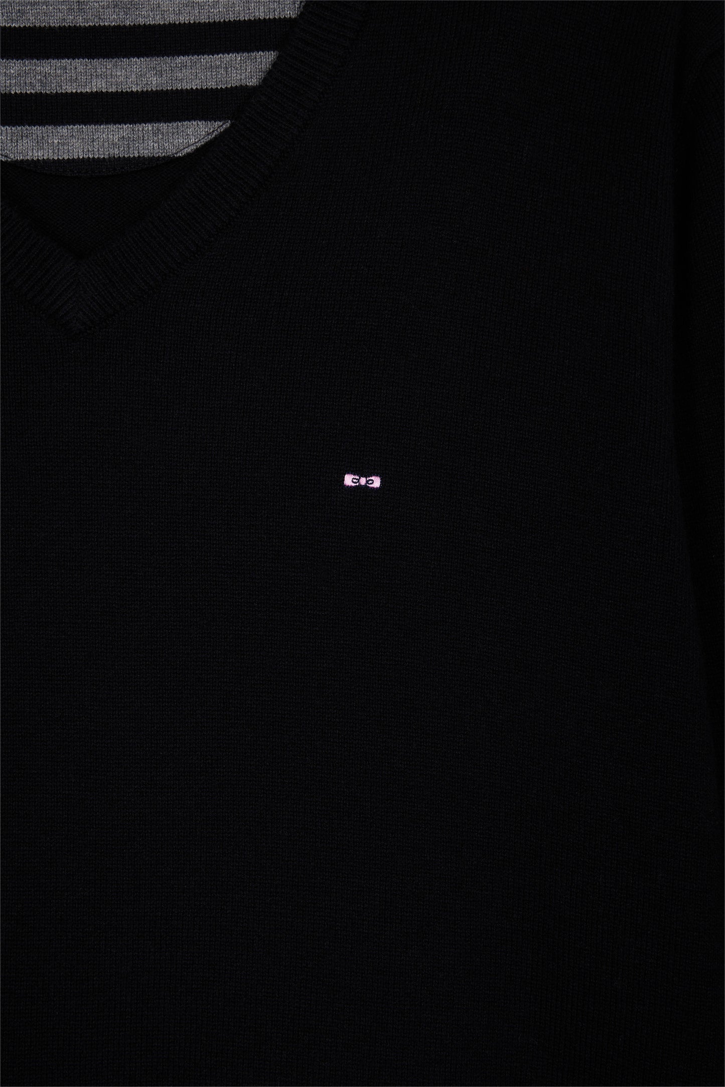 Black wool and cotton V-neck sweater