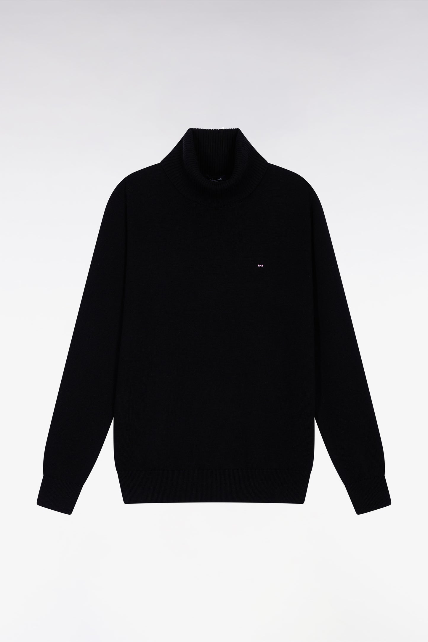 Pull col roulé en laine et coton noir