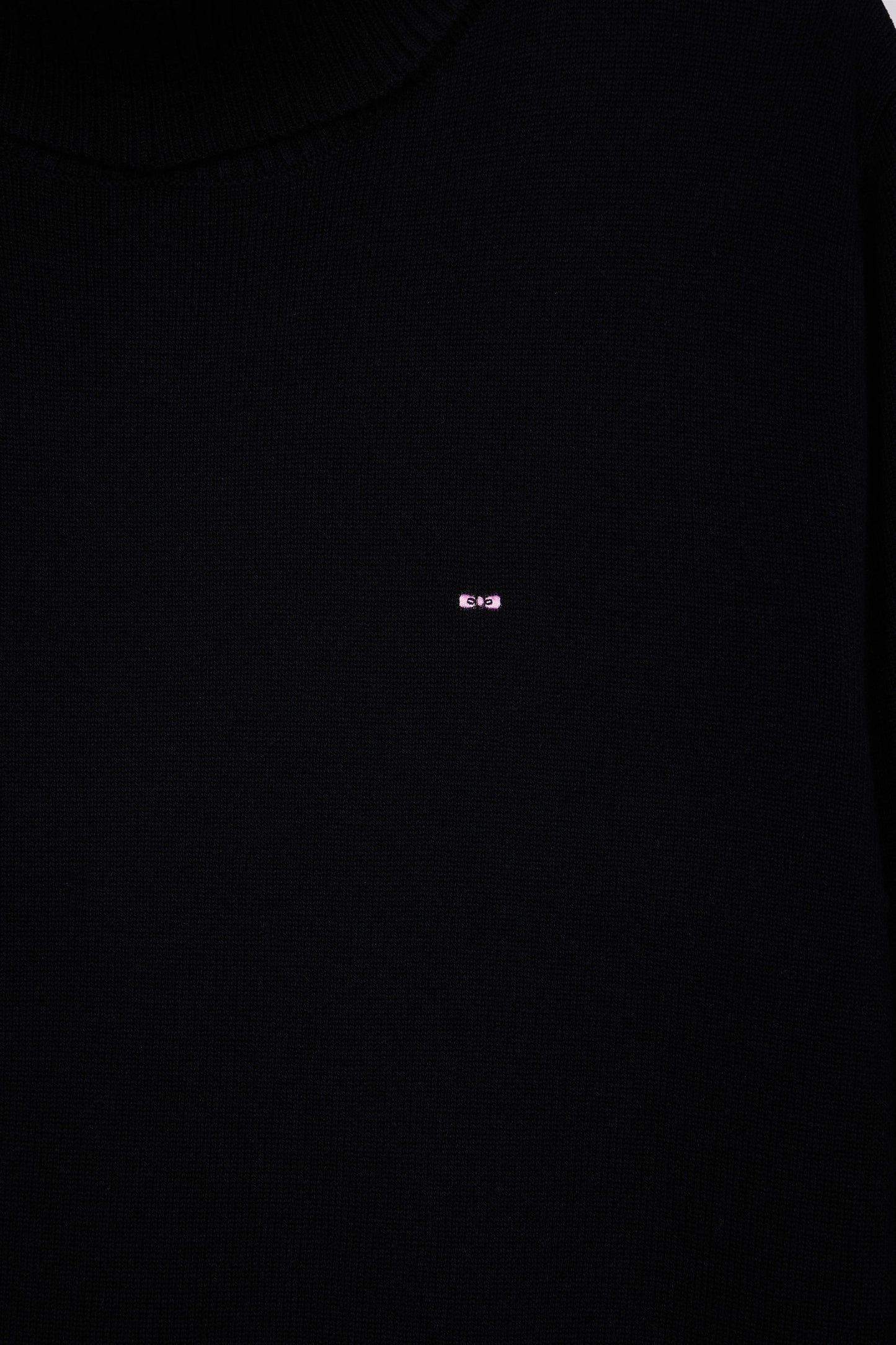 Black wool and cotton turtleneck sweater