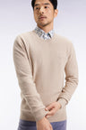 Pull col rond en coton nid d'abeille beige