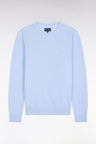 Pull col rond en coton nid d'abeille ciel