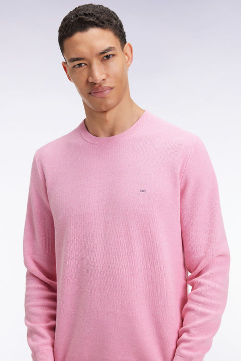 Pull col rond en coton nid d'abeille rose - Image 3