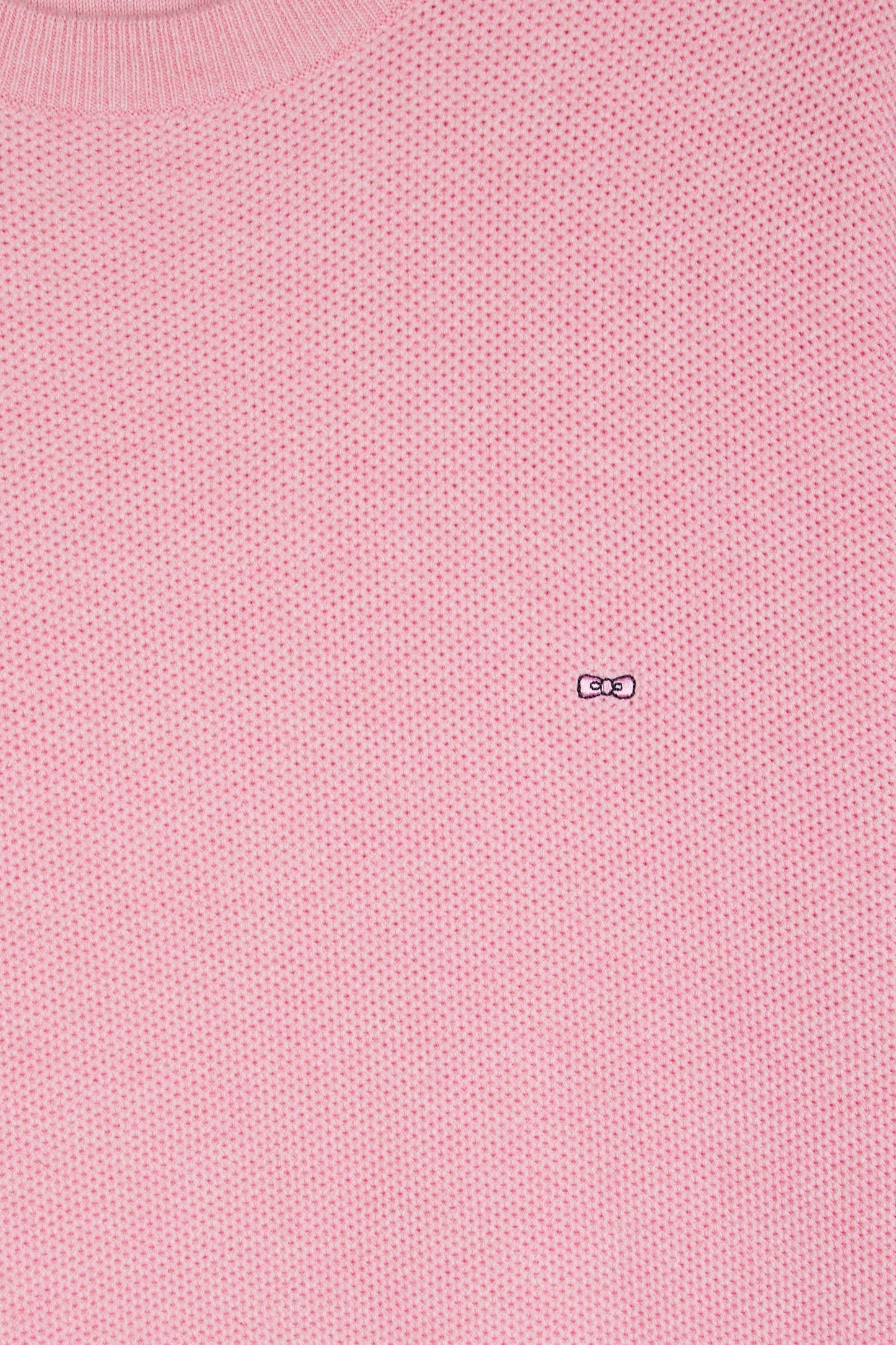 Pull col rond en coton nid d'abeille rose