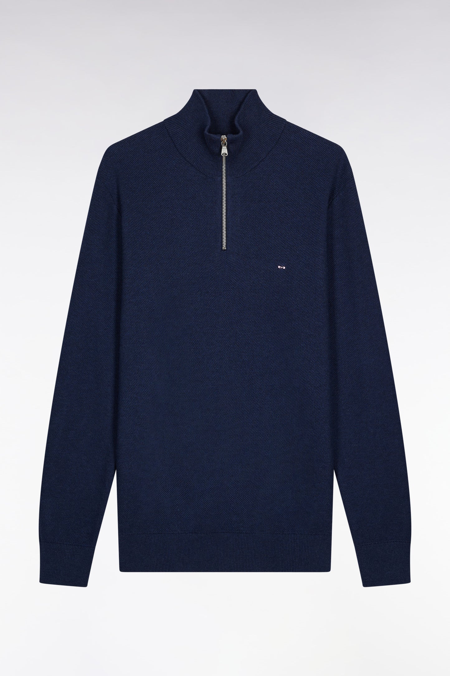 Pull col camionneur en coton nid d'abeille marine