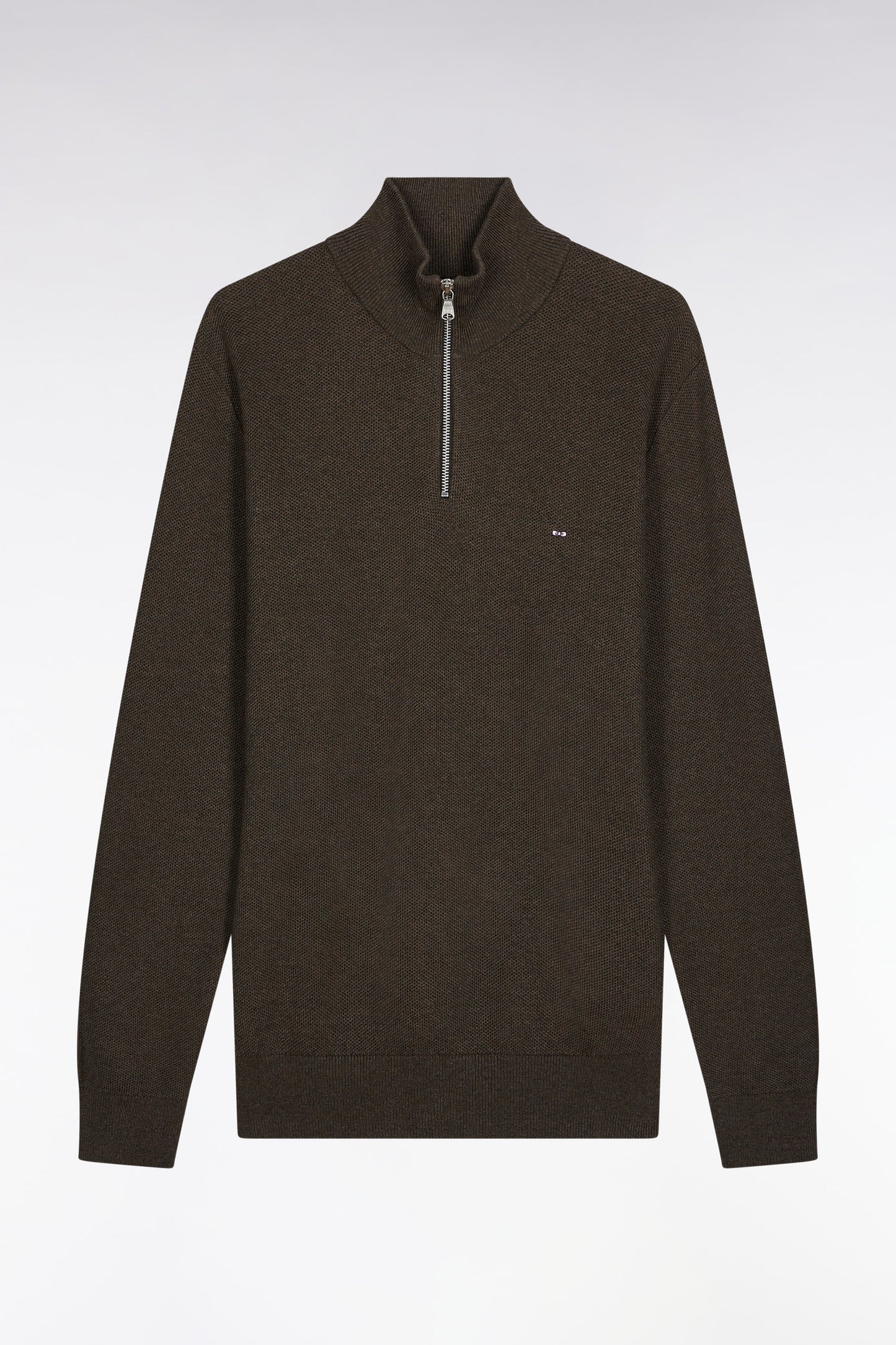 Pull col camionneur en coton nid d'abeille marron