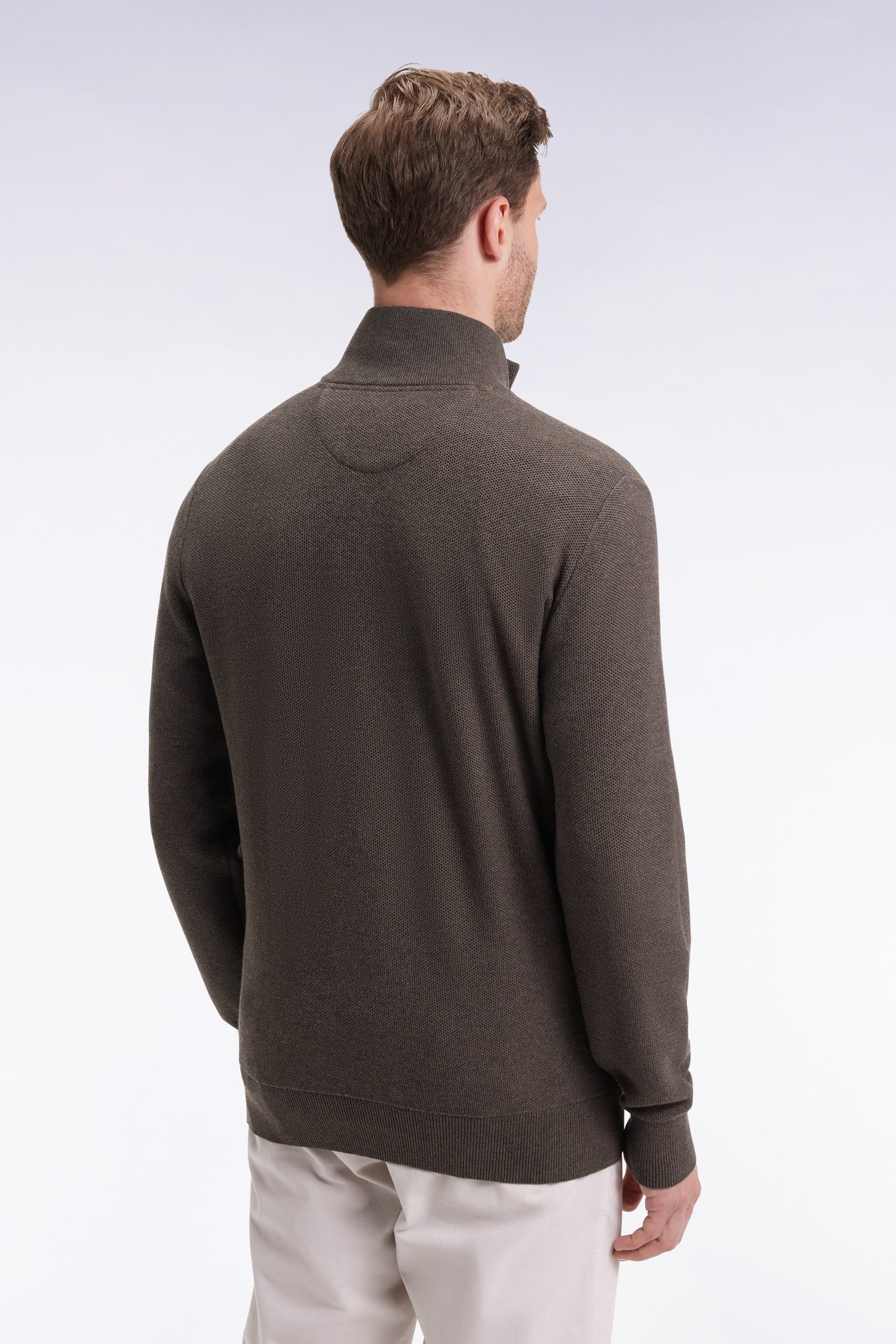 Pull col camionneur en coton nid d'abeille marron