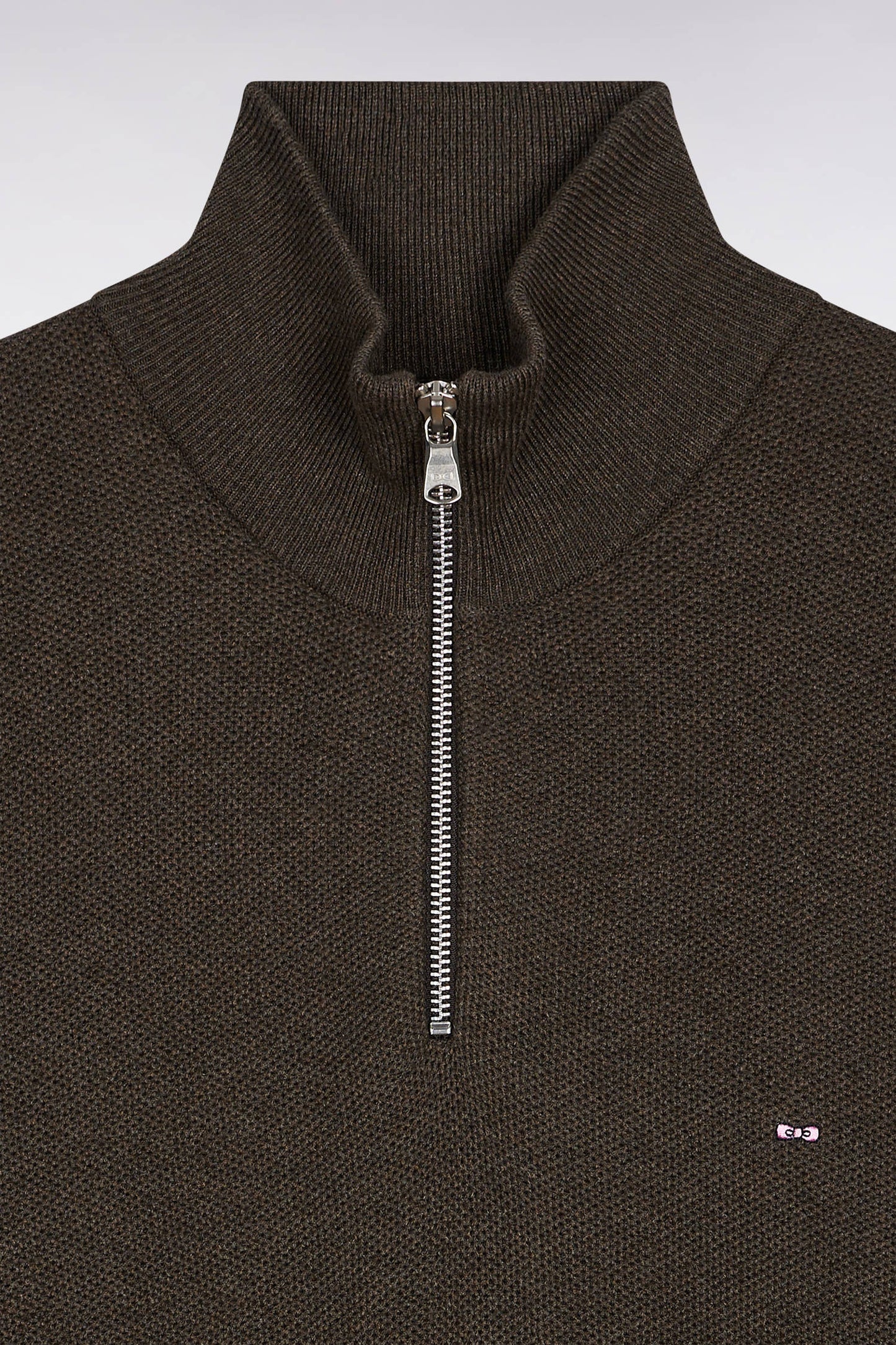 Pull col camionneur en coton nid d'abeille marron