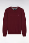 Pull col rond en coton épais bordeaux