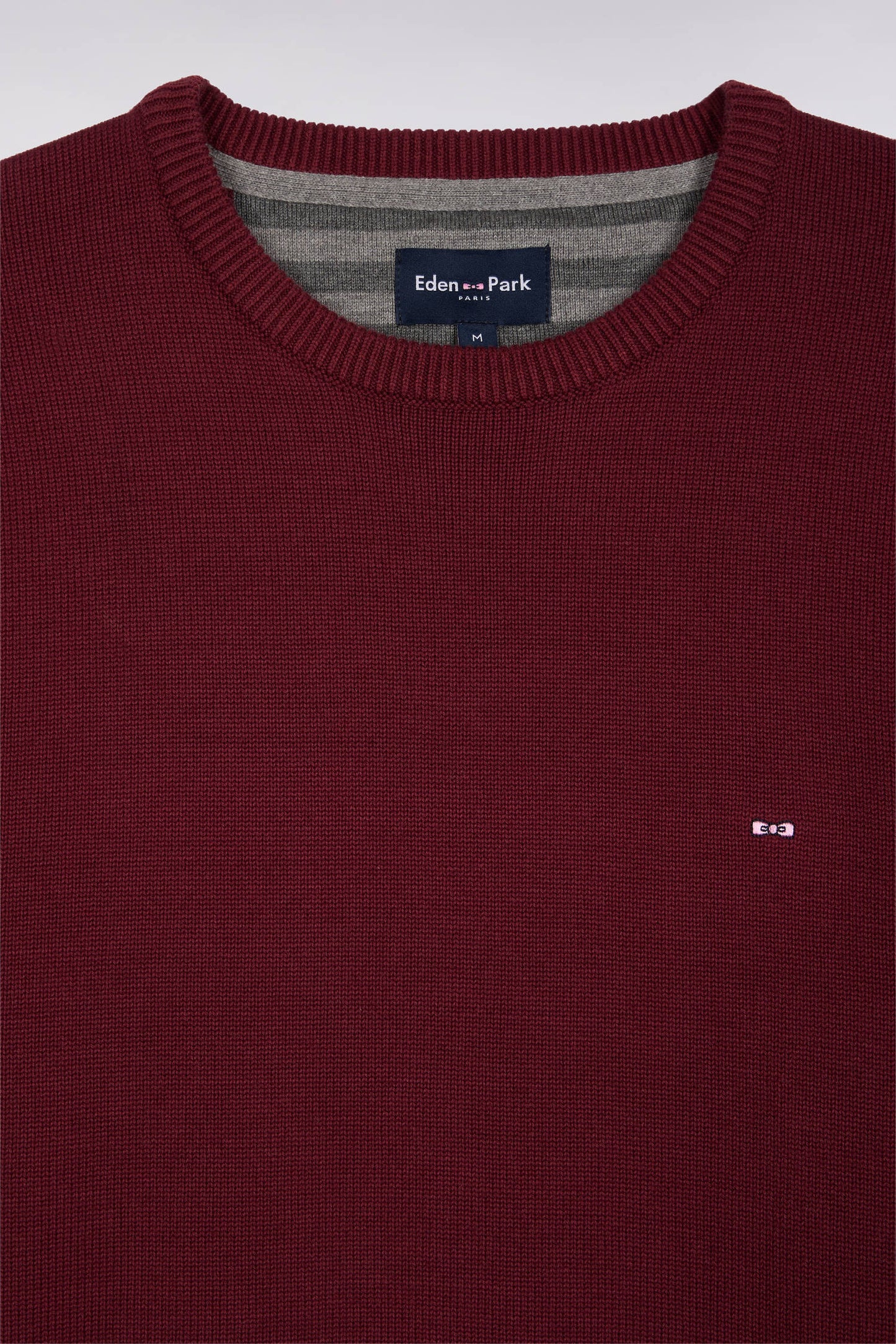 Pull col rond en coton épais bordeaux