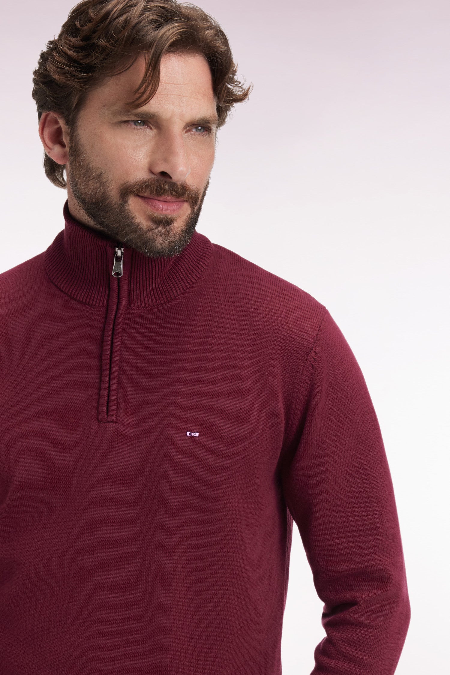 Pull col camionneur en coton épais bordeaux – Eden Park