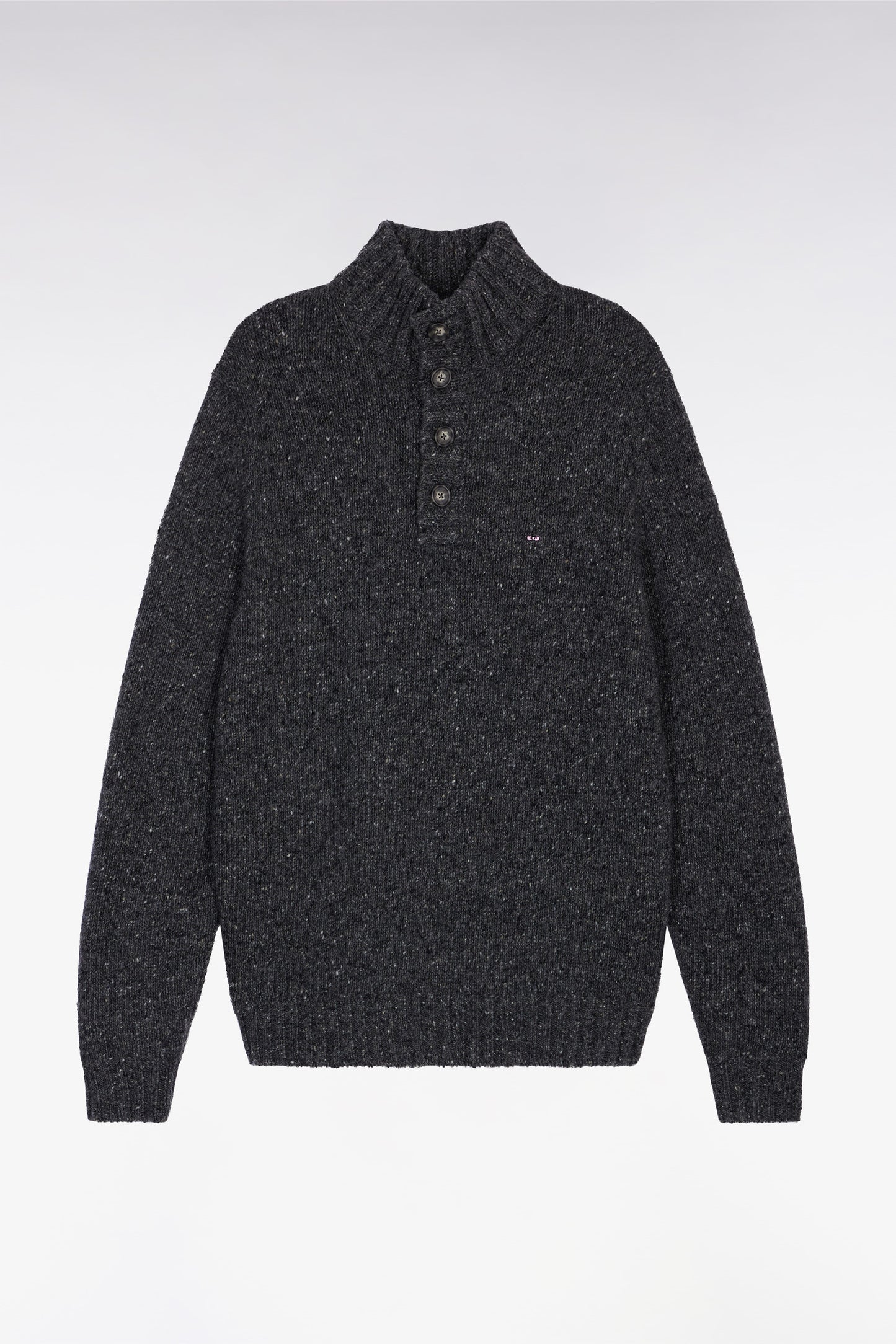 Pull col montant en laine vierge mélangée gris