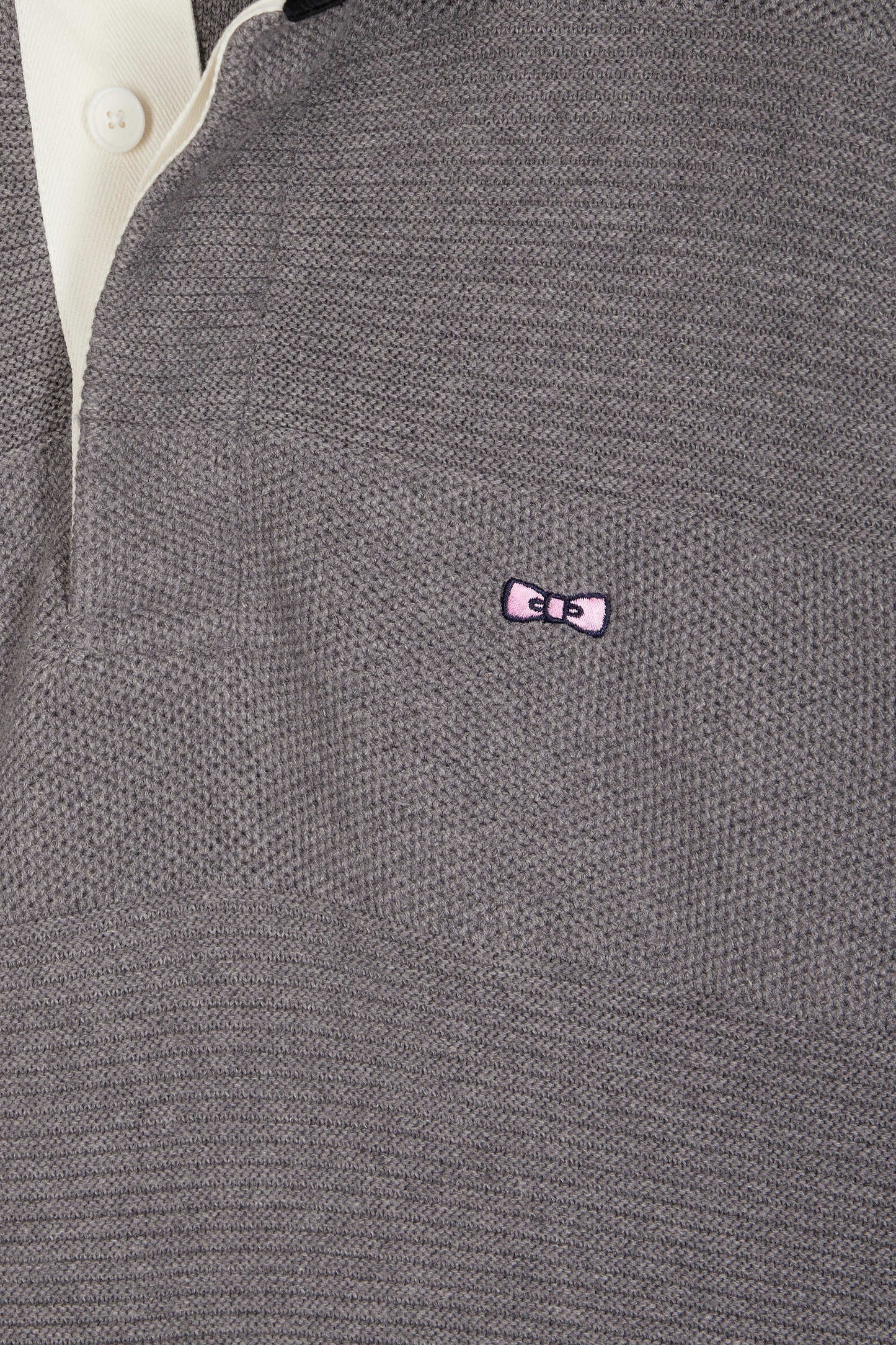 Pull col maillot en coton gris à effet de rayure