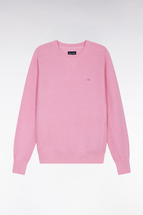 Pull col rond en coton nid d'abeille rose - Image 2