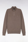 Pull col camionneur en coton nid d'abeille marron