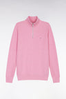 Pull col camionneur en coton nid d'abeille rose
