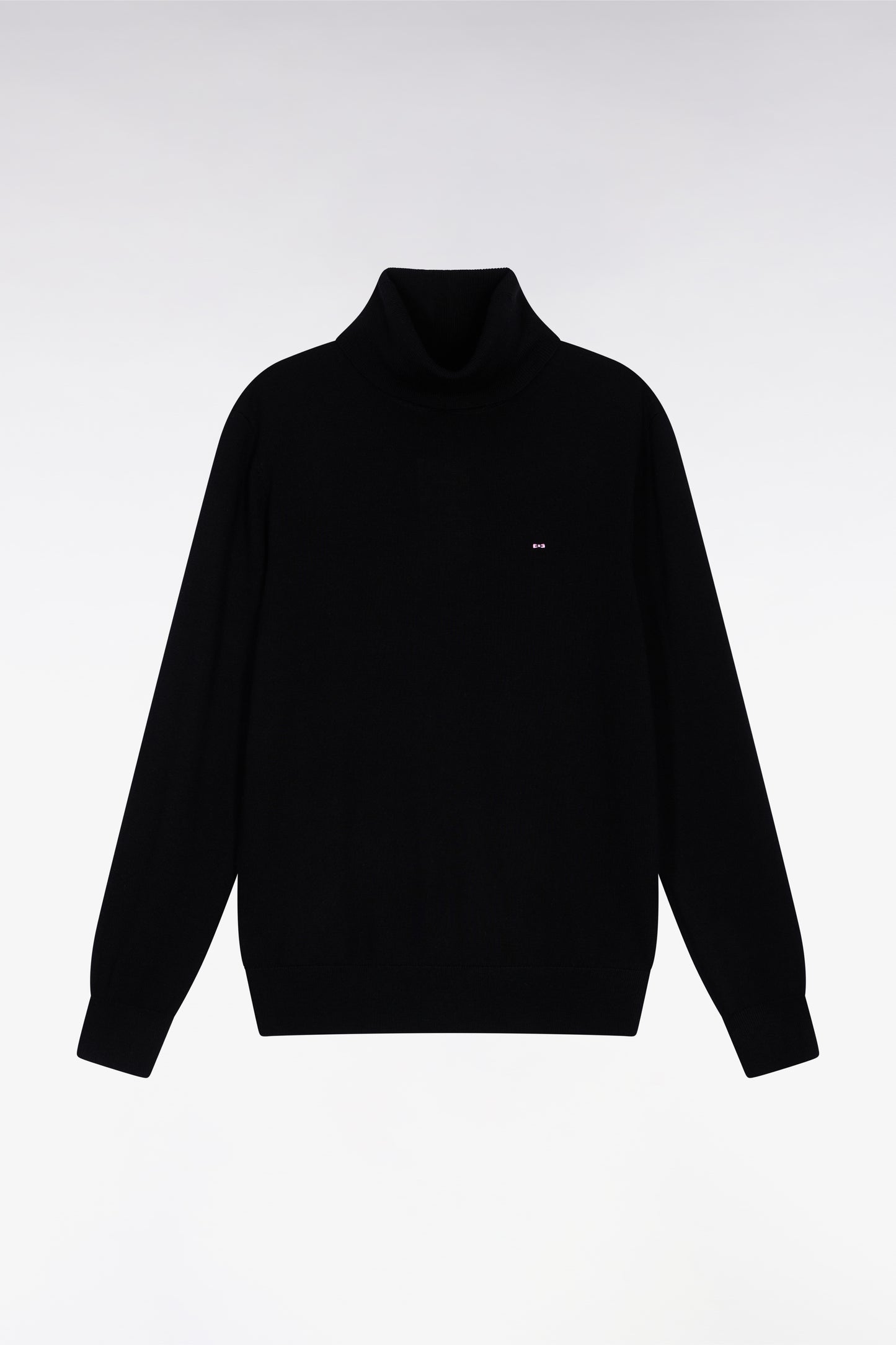 Pull col roulé en laine mérinos noir