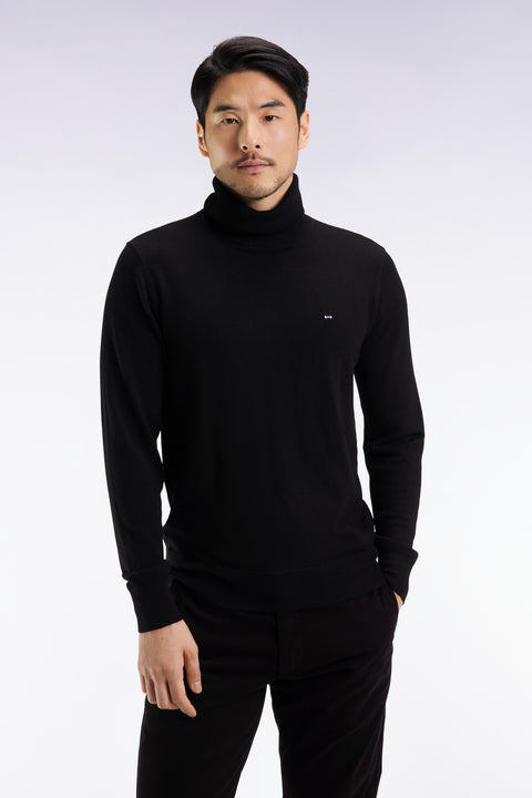 Pull col roulé en laine mérinos noir - Image 3