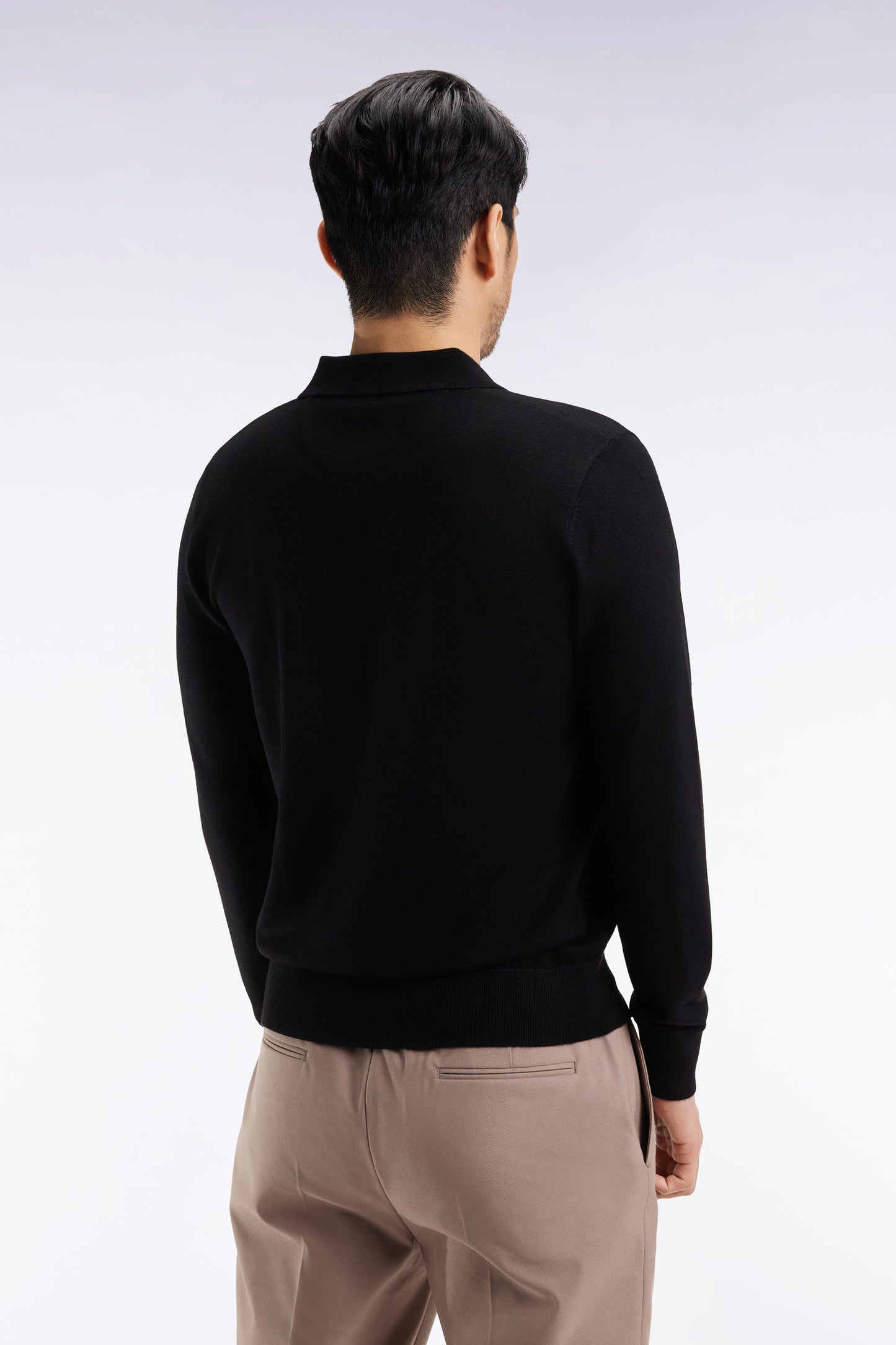 Pull col maillot en laine mérinos noir