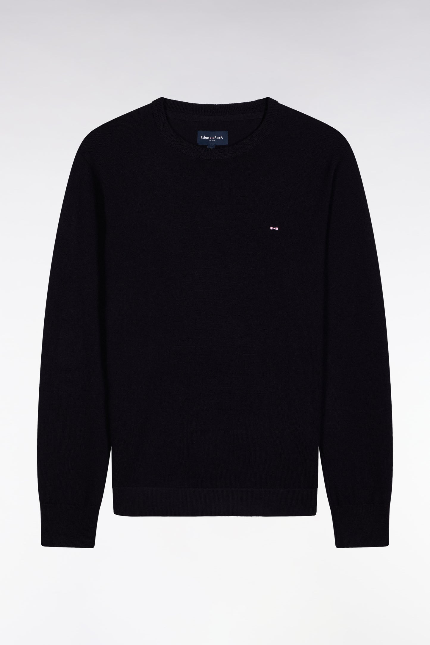 Pull col rond en laine mérinos marine