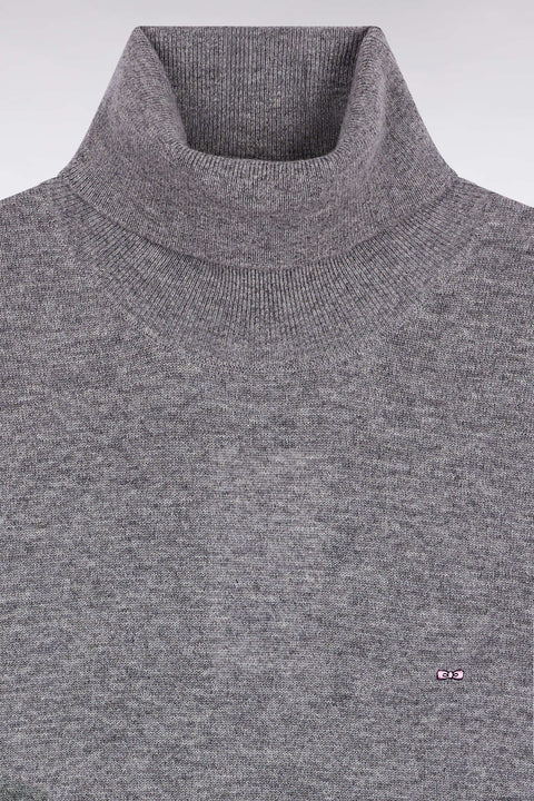 Pull col roulé en laine vierge et cachemire gris - Image 3