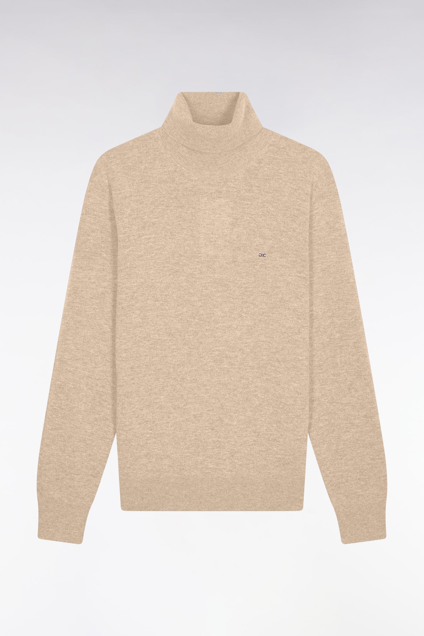 Pull col roulé en laine et coton camel