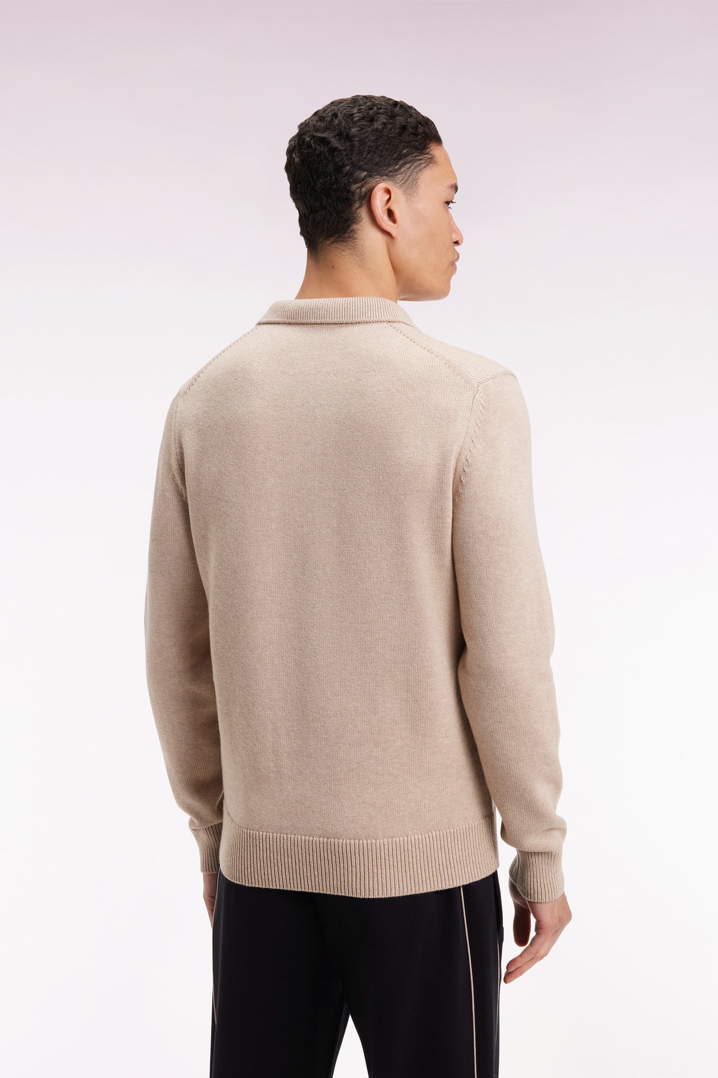 Pull col maillot épais en laine et coton beige