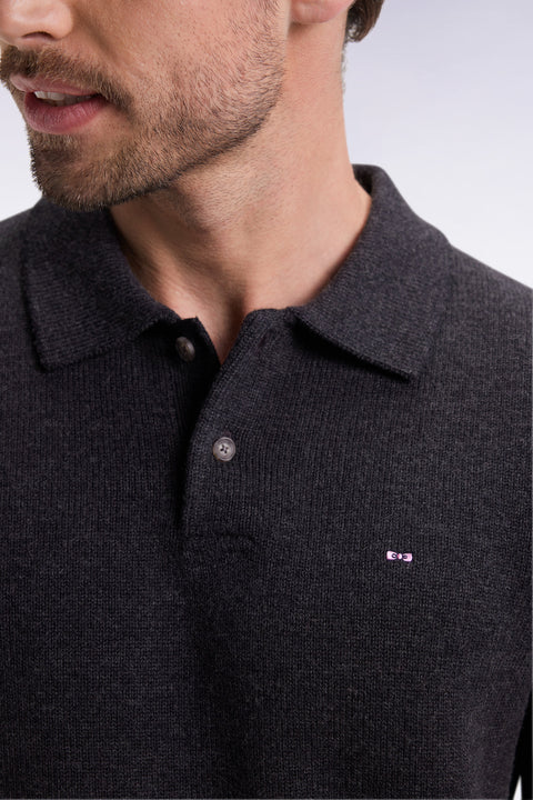 Pull col maillot épais en laine et coton gris - Image 3