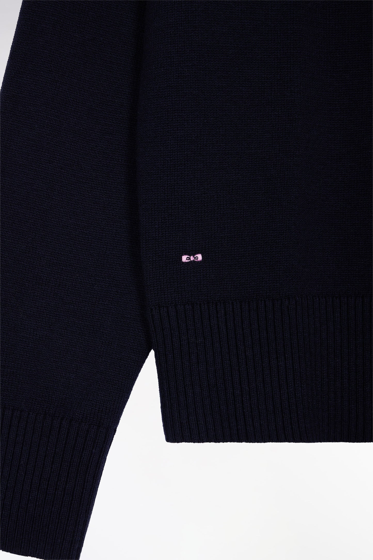 Pull à col rond en laine et coton marine coupe Relaxed