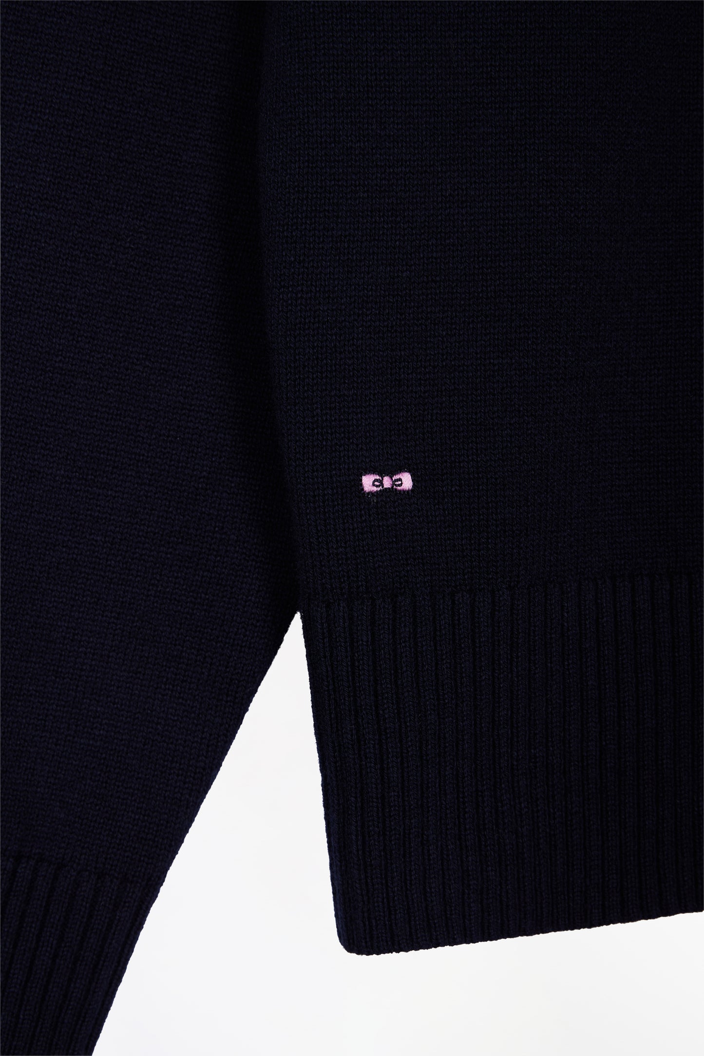 Pull à col V en laine et coton marine coupe Relaxed