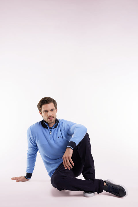 Pull col camionneur en coton ciel à nœud papillon - Image 1