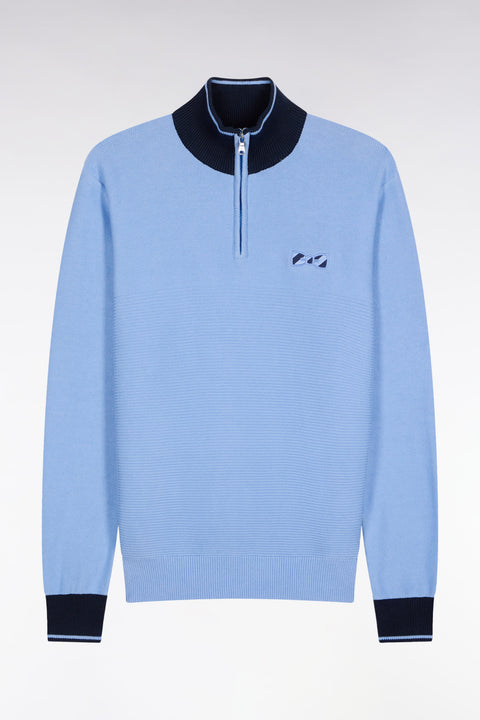 Pull col camionneur en coton ciel à nœud papillon - Image 2