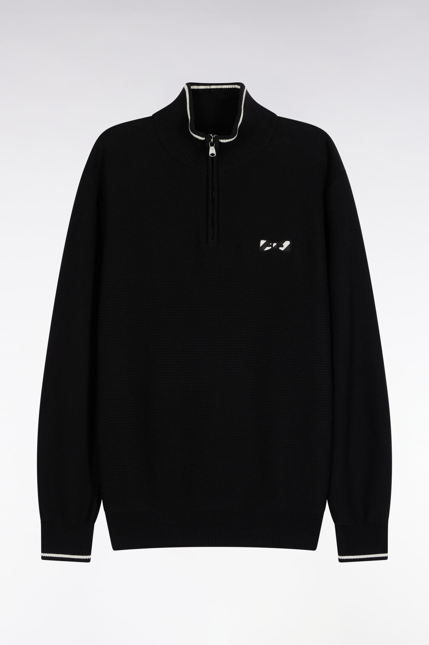 Pull col camionneur en coton noir à nœud papillon