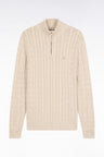 Pull col camionneur en coton torsadé beige