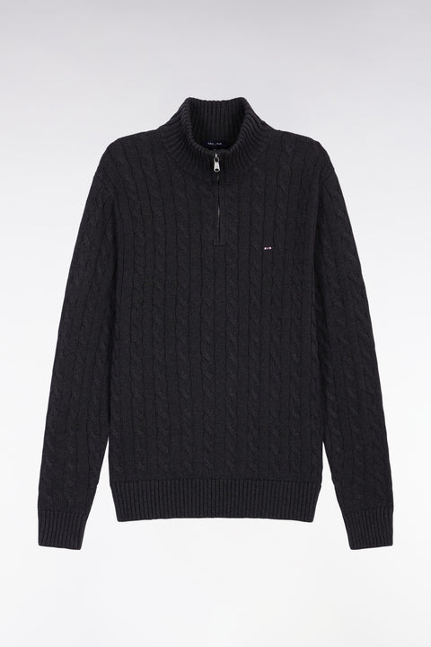 Pull col camionneur en coton torsadé gris - Image 2