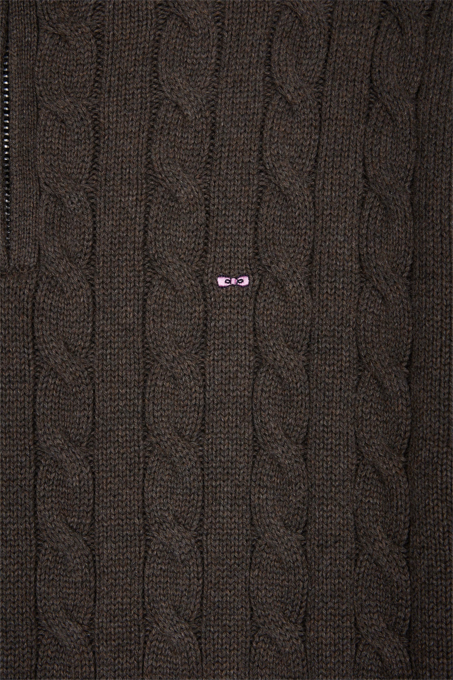 Brown twisted cotton trucker-neck sweater