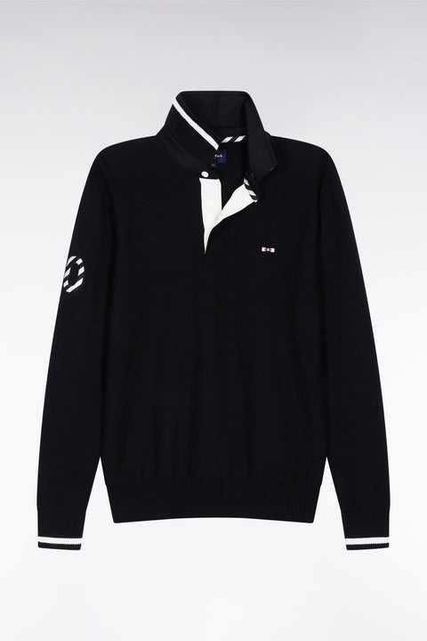 Pull col maillot en coton noir broderie 10 - Image 2