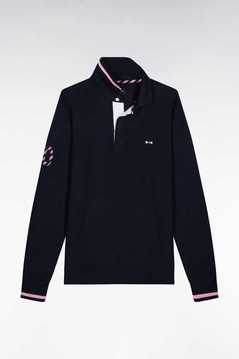 Pull col maillot en coton marine broderie 10 - Image 2